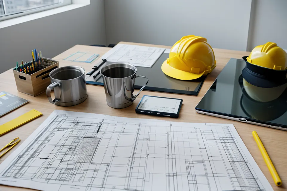 Digitales Bautagebuch auf einem Tablet auf einer Baustelle