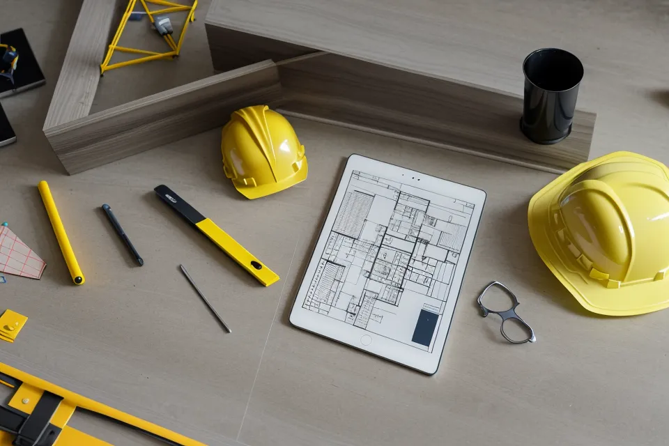 Bautagebuch digital führen im Hallenbau: Nahaufnahme eines Tablets bei der Dokumentation einer Stahlverbindung auf der Montagebaustelle