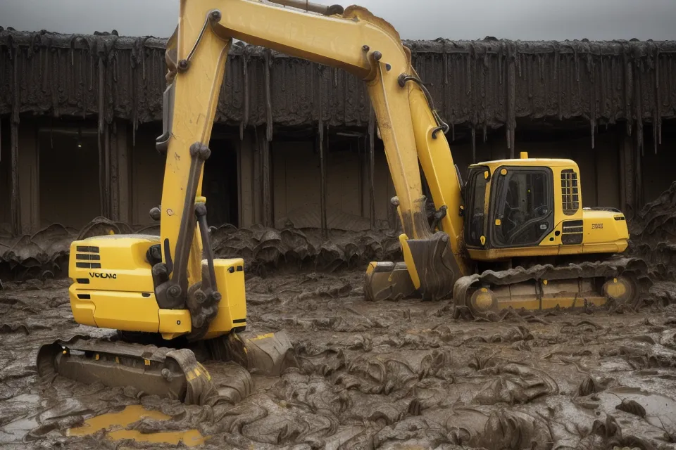 Eine Baustelle im Regen mit einem Smartphone, das die aktualisierte Einsatzplanung anzeigt.