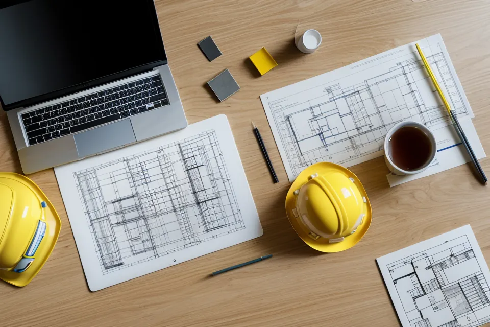 Arbeitsplatz eines Bauleiters mit Software für Leistungsverzeichnisse
